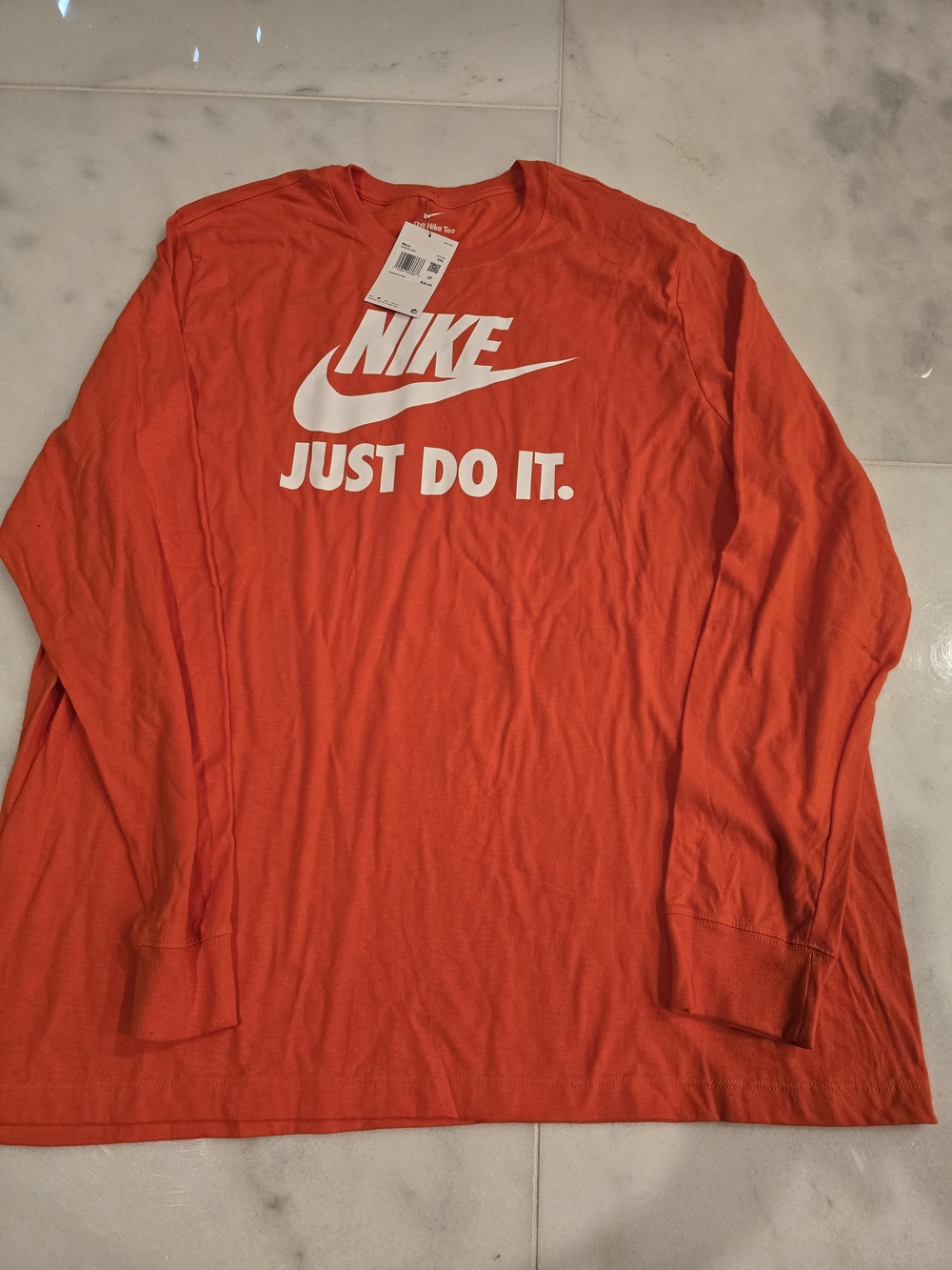 Nike Long-Sleeve Tee in Bright Orange with White Logo